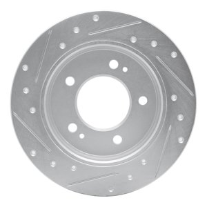 Hyundai Elantra Brake Rotor (1) - Rear Right - R1 Concepts - Drilled & Slotted - Silver - `17-`25